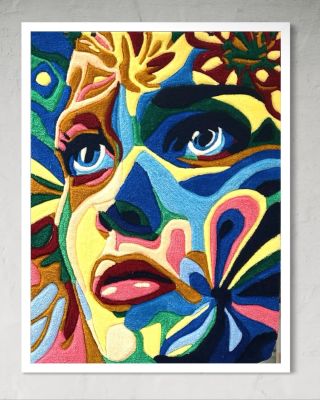 @charlie.serotoff.art captures dissociation through bold color and fractured form — a vibrant face split into pieces,...